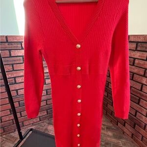Elegant Red Sweater Dress
